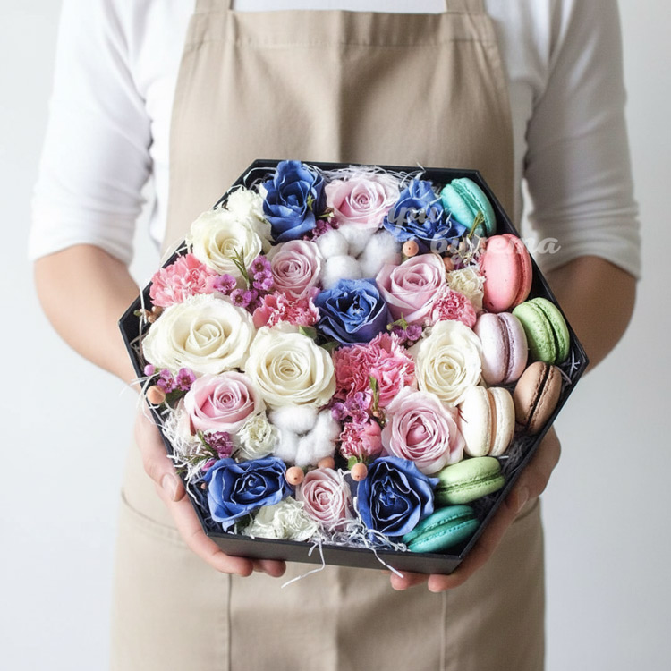 Макаруны с хлопком и розами