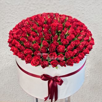 151 красная роза в коробке